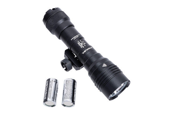 This weapon light includes two CR123A batteries.